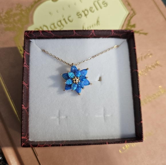 Sterling 925 Silver Lotus Necklace - Colorful Opal Inlaid, Exquisite - Picture 3 of 9